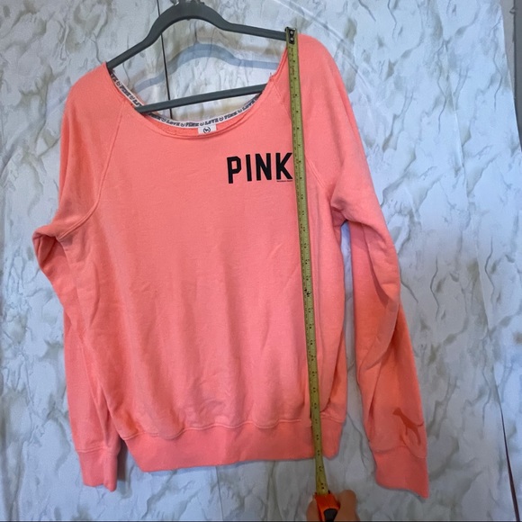Victoria’s Secret PINK neon coral small sweater pullover v-neck long sleeve cozy - Picture 7 of 9